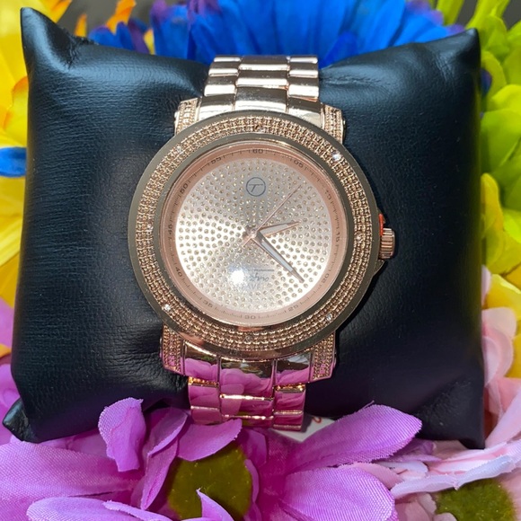 NEW* MEN ROSE GOLD BIG FACE BLING WATCH - Picture 4 of 8